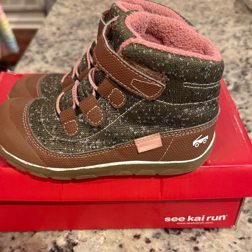 See Kai Run Brown and Pink Kids Boots
